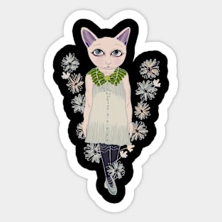 V Cat Girl Sticker